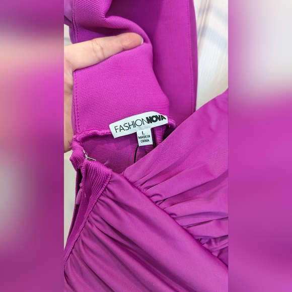 Fashion Nova - Fallon Ruched Midi Dress - Magenta - Picture 6 of 14